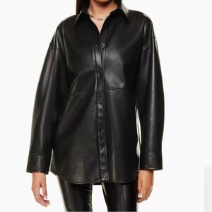 Babaton Vegan Leather Shirt Jacket